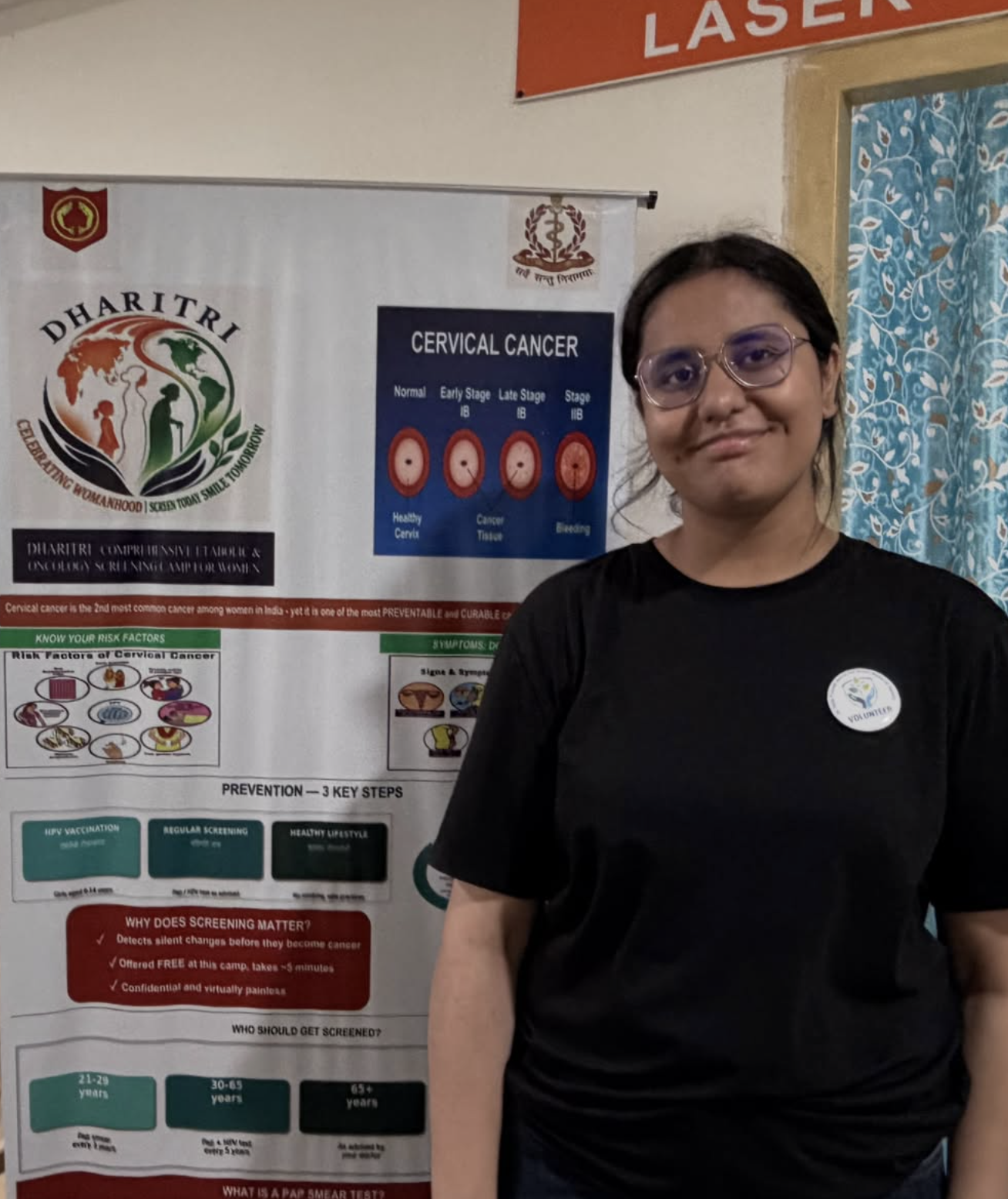 reDot volunteer at a cervical cancer awareness screening camp